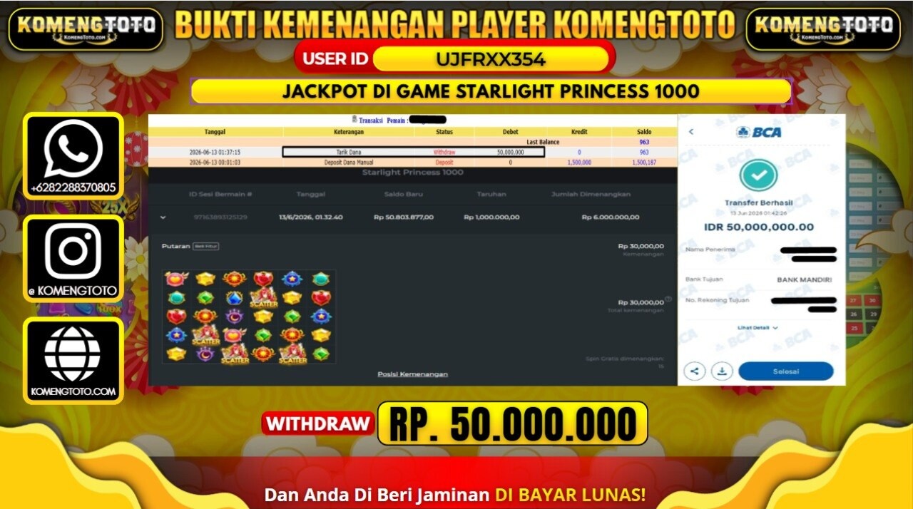 LAGI & LAGI!! KEMENANGAN BESAR DI SLOT STARLIGHT PRINCESS 1000   SEBESAR Rp.50.000.000 KOMENGTOTO BAYAR LUNAS SECEPAT KILAT !! KOMENGTOTO BAYAR SECEPAT KILAT !!
