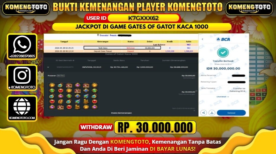 LAGI & LAGI!! KEMENANGAN BESAR DI SLOT GATES OF GATOT KACA 1000   SEBESAR Rp.30.000.000 KOMENGTOTO BAYAR LUNAS SECEPAT KILAT !! KOMENGTOTO BAYAR SECEPAT KILAT !!