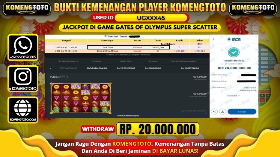 LAGI & LAGI!! KEMENANGAN BESAR DI SLOT GATES OF OLYMPUS SUPER SCATTER SEBESAR Rp.20.000.000 KOMENGTOTO BAYAR LUNAS SECEPAT KILAT !! KOMENGTOTO BAYAR SECEPAT KILAT !!