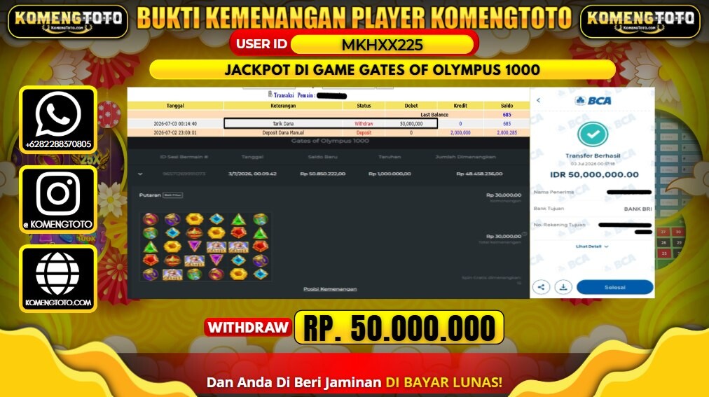 LAGI & LAGI!! KEMENANGAN BESAR DI SLOT GATES OF OLYMPUS 1000 SEBESAR Rp.50.000.000 KOMENGTOTO BAYAR LUNAS SECEPAT KILAT !! KOMENGTOTO BAYAR SECEPAT KILAT !!