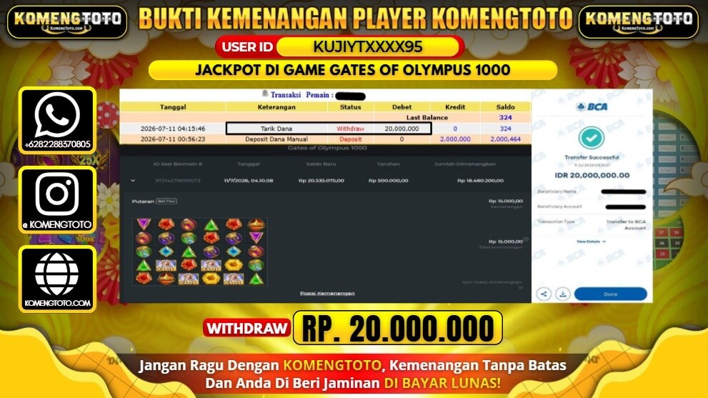 LAGI & LAGI!! KEMENANGAN BESAR DI SLOT GATES OF OLYMPUS 1000 SEBESAR Rp.20.000.000 KOMENGTOTO BAYAR LUNAS SECEPAT KILAT !! KOMENGTOTO BAYAR SECEPAT KILAT !!
