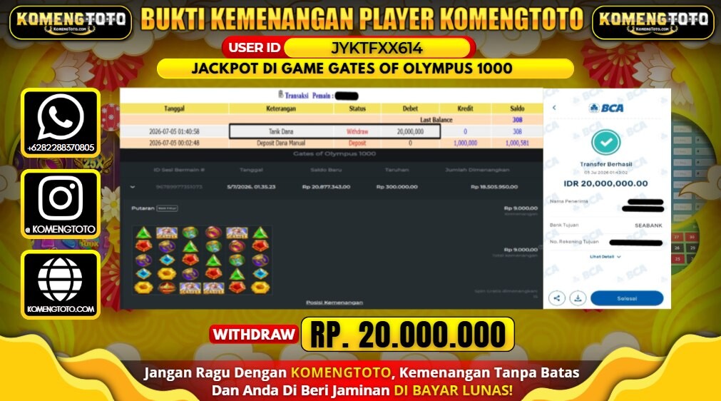 LAGI & LAGI!! KEMENANGAN BESAR DI SLOT GATES OF OLYMPUS 1000 SEBESAR Rp.20.000.000 KOMENGTOTO BAYAR LUNAS SECEPAT KILAT !! KOMENGTOTO BAYAR SECEPAT KILAT !!