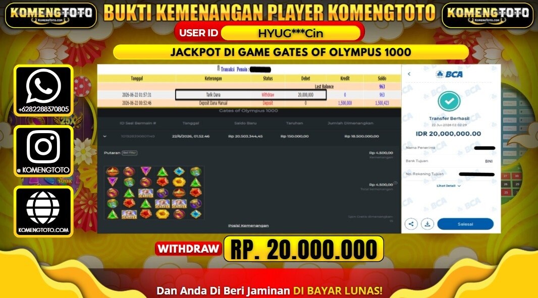 LAGI & LAGI!! KEMENANGAN BESAR DI SLOT GATES OF OLYMPUS 1000 SEBESAR Rp.20.000.000 KOMENGTOTO BAYAR LUNAS SECEPAT KILAT !! KOMENGTOTO BAYAR SECEPAT KILAT !!