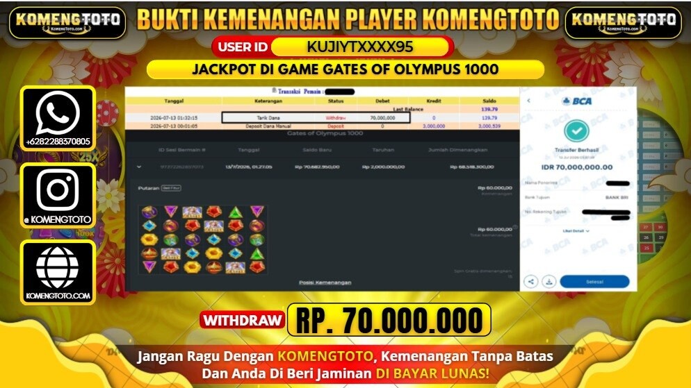 LAGI & LAGI!! KEMENANGAN BESAR DI SLOT GATES OF OLYMPUS 1000 SEBESAR Rp. 70.000.000 KOMENGTOTO BAYAR LUNAS SECEPAT KILAT !! KOMENGTOTO BAYAR SECEPAT KILAT !!