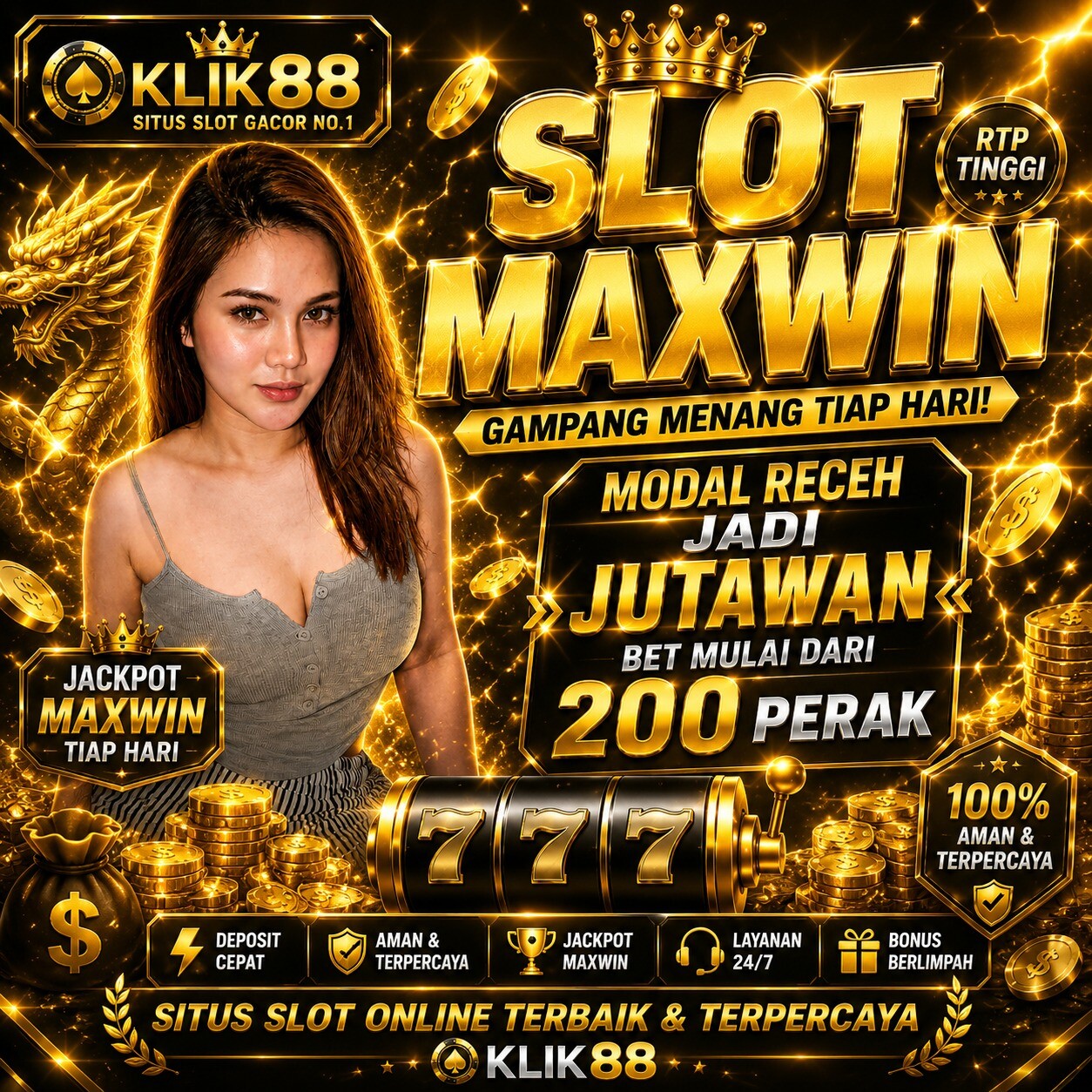 KLIK88>> kali ini hadir untuk memberikan seputaran bocoran pola slot online terjitu dan akurat, dengan RTP yang sangat tinggi mencapai 98% situs ini menjadikan situs yang paling banyak di cari dikalangan para pemuda di indonesia, situs ini mengajak para pemainnya untuk mendapatkan kemudahan mendapatkan kemenangan instan, cepat, dan tentunya aman, daftarkan sekarang dan rasakan sensasi maxwin tiada tara hanya di KLIK88!!
