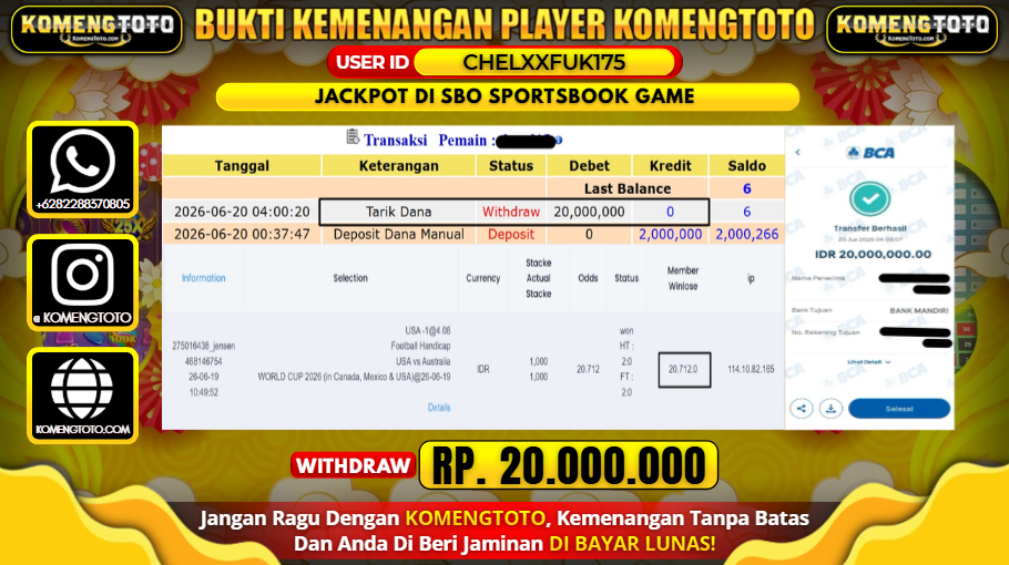 LAGI & LAGI!! KEMENANGAN BESAR DI SBO SPORTSBOOK GAME  SEBESAR Rp.40.000.000 KOMENGTOTO BAYAR LUNAS SECEPAT KILAT !! KOMENGTOTO BAYAR SECEPAT KILAT !!