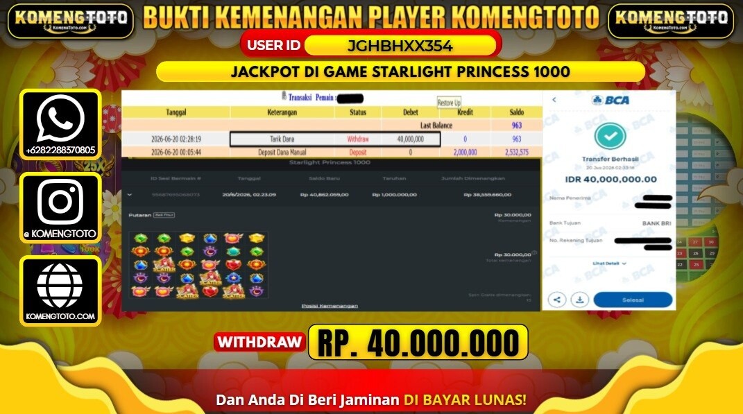LAGI & LAGI!! KEMENANGAN BESAR DI SLOT STARLIGHT PRINCESS 1000 SEBESAR Rp.40.000.000 KOMENGTOTO BAYAR LUNAS SECEPAT KILAT !! KOMENGTOTO BAYAR SECEPAT KILAT !!
