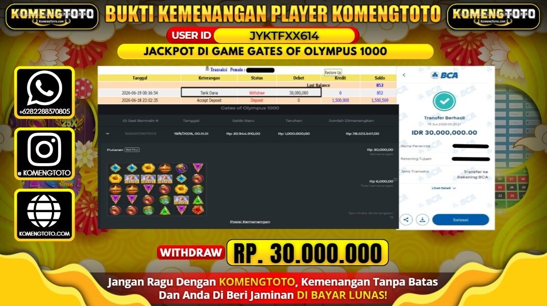 LAGI & LAGI!! KEMENANGAN BESAR DI SLOT GATES OF OLYMPUS 1000 SEBESAR Rp.30.000.000 KOMENGTOTO BAYAR LUNAS SECEPAT KILAT !! KOMENGTOTO BAYAR SECEPAT KILAT !!