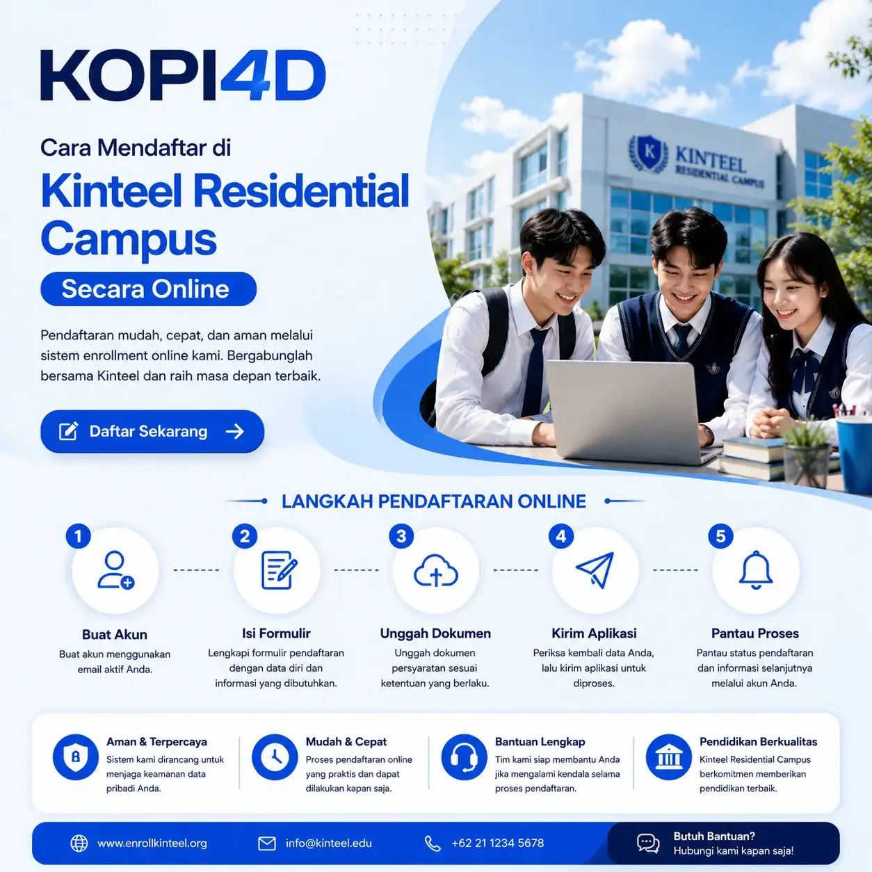 KOPI4D : Cara Mendaftar di Kinteel Residential Campus Secara Online