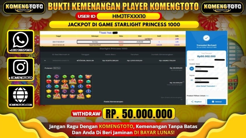 LAGI & LAGI!! KEMENANGAN BESAR DI SLOT STARLIGHT PRINCESS 1000 SEBESAR Rp.50.000.000 KOMENGTOTO BAYAR LUNAS SECEPAT KILAT !! KOMENGTOTO BAYAR SECEPAT KILAT !!