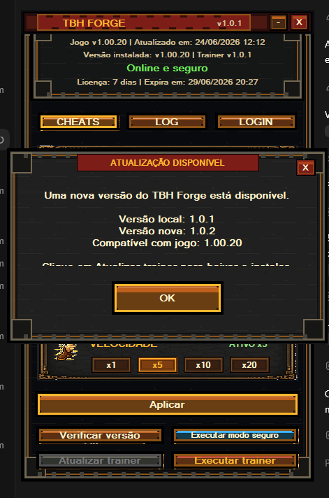 Tela de atualização