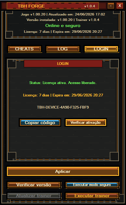 Tela principal do launcher