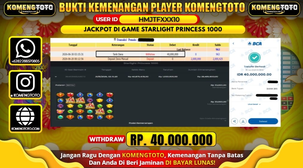 LAGI & LAGI!! KEMENANGAN BESAR DI SLOT STARLIGHT PRINCESS 1000 SEBESAR Rp.40.000.000 KOMENGTOTO BAYAR LUNAS SECEPAT KILAT !! KOMENGTOTO BAYAR SECEPAT KILAT !!