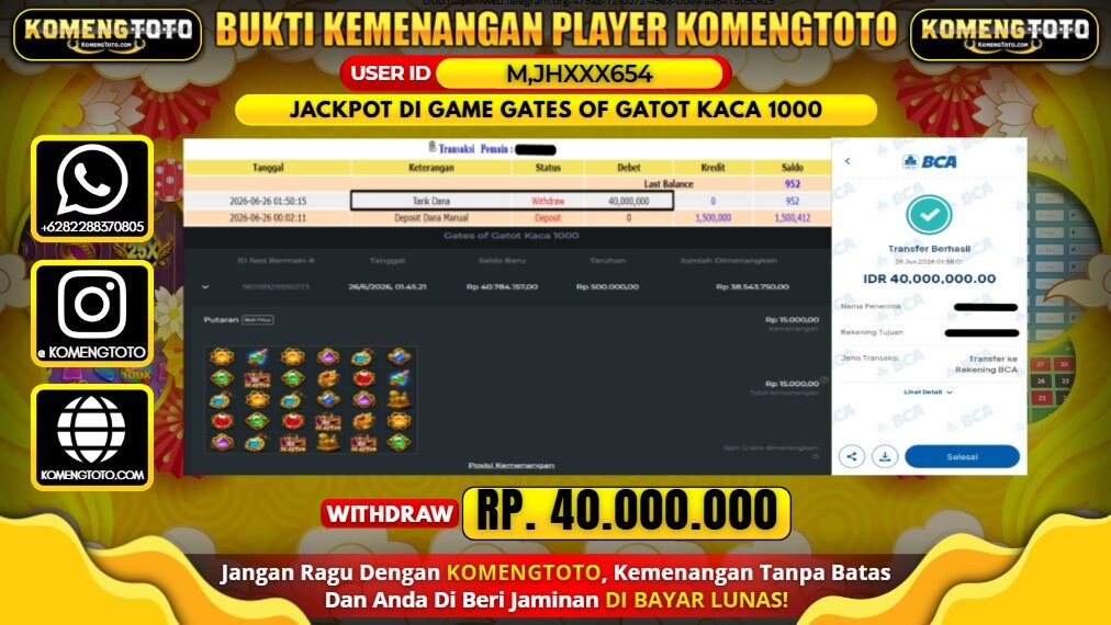 LAGI & LAGI!! KEMENANGAN BESAR DI SLOT GATES OF GATOT KACA 1000 SEBESAR Rp.40.000.000 KOMENGTOTO BAYAR LUNAS SECEPAT KILAT !! KOMENGTOTO BAYAR SECEPAT KILAT !!