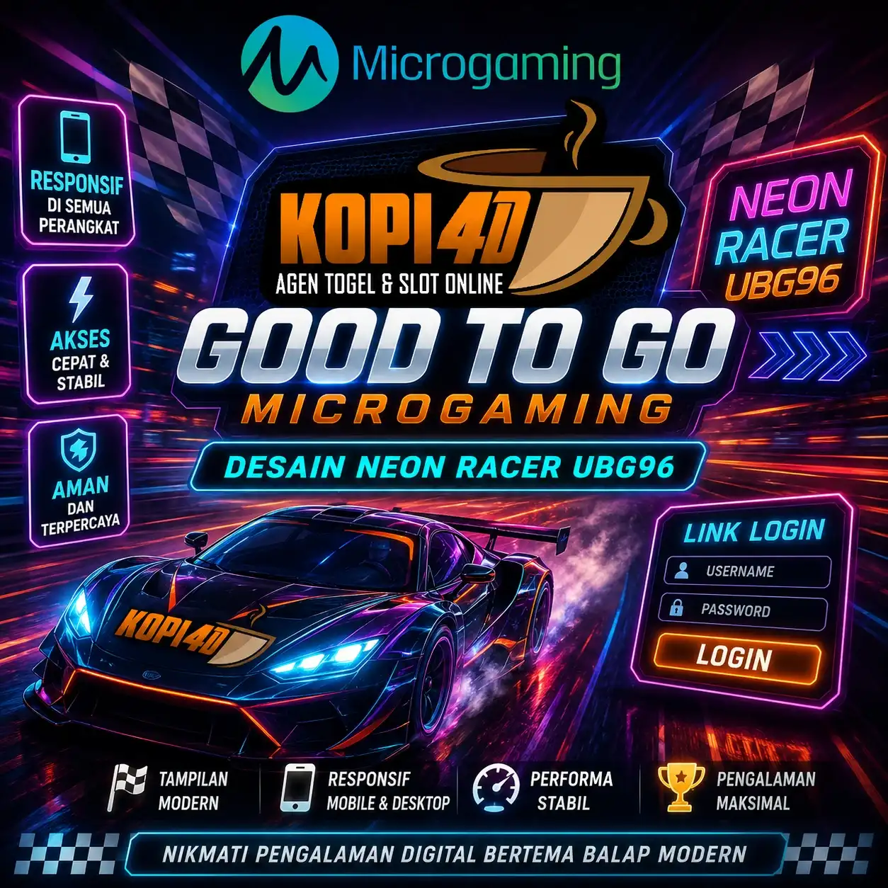 KOPI4D 🏁 Link Login Good to Go Microgaming dengan Desain Neon Racer UBG96