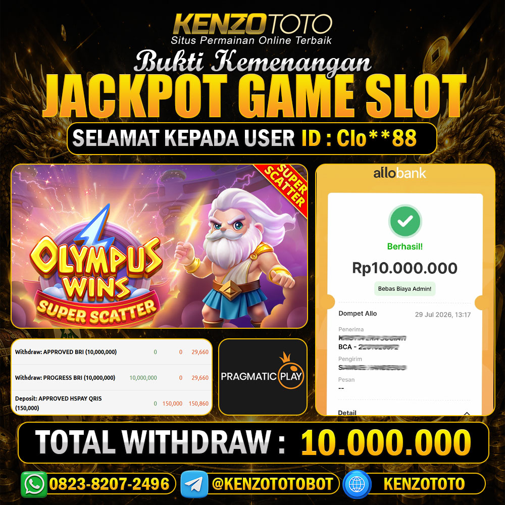 KENZOTOTO JACKPOT OLYMPUS WINS SUPER SCATTER  Rp.10,000,000 LUNAS