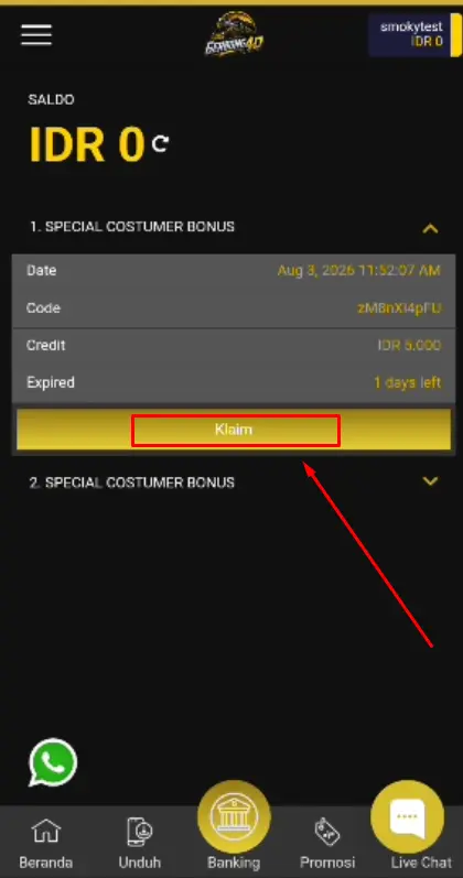 Langkah 4: Klik Claim bonus