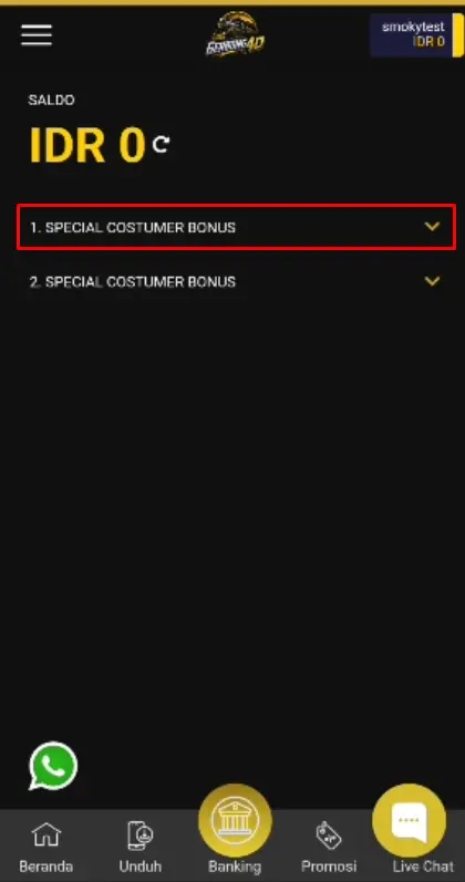 Langkah 3: Pilih bonus yang tersedia