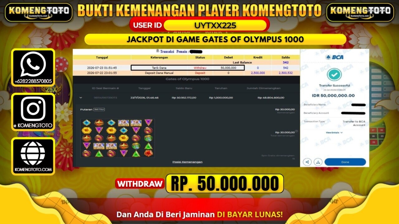 LAGI & LAGI!! KEMENANGAN BESAR DI SLOT GATES OF OLYMPUS 1000 SEBESAR Rp. 50.000.000 KOMENGTOTO BAYAR LUNAS SECEPAT KILAT !! KOMENGTOTO BAYAR SECEPAT KILAT !!