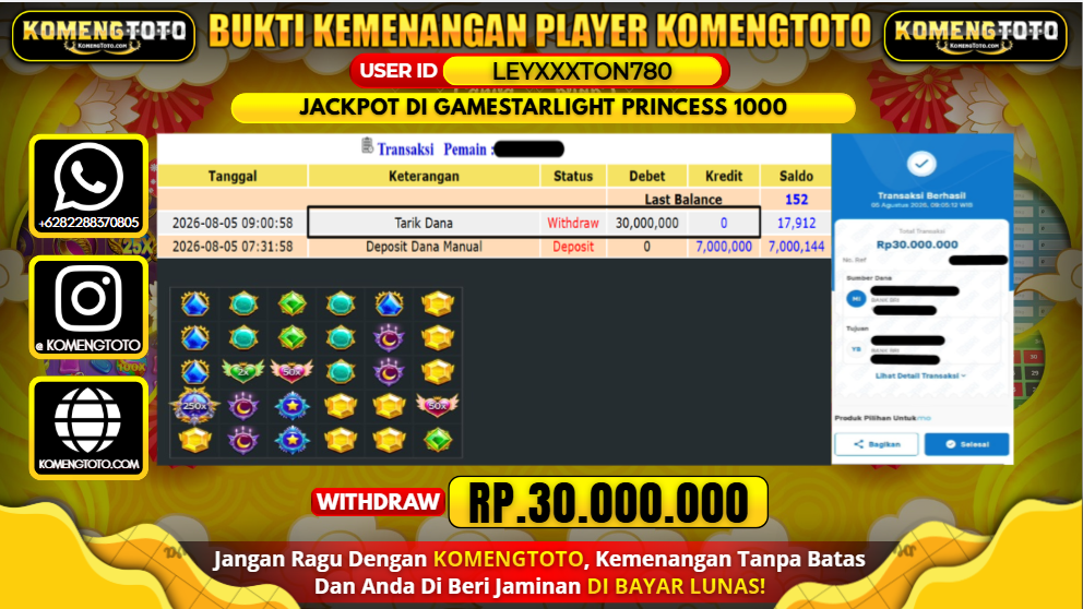LAGI & LAGI!! KEMENANGAN BESAR DI SLOT STARLIGHT PRINCESS 1000 SEBESAR Rp.30.000.000 KOMENGTOTO BAYAR LUNAS SECEPAT KILAT !! KOMENGTOTO BAYAR SECEPAT KILAT !!