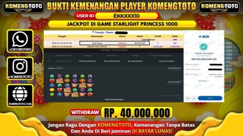 LAGI & LAGI!! KEMENANGAN BESAR DI SLOT STARLIGHT PRINCESS 1000 SEBESAR Rp.40.000.000 KOMENGTOTO BAYAR LUNAS SECEPAT KILAT !! KOMENGTOTO BAYAR SECEPAT KILAT !!
