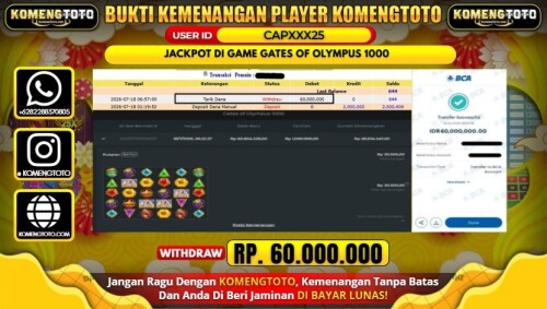 LAGI & LAGI!! KEMENANGAN BESAR DI SLOT GATES OF OLYMPUS 1000 SEBESAR Rp. 60.000.000 KOMENGTOTO BAYAR LUNAS SECEPAT KILAT !! KOMENGTOTO BAYAR SECEPAT KILAT !!