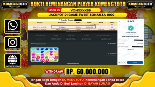 LAGI & LAGI!! KEMENANGAN BESAR DI SLOT SWEET BONANZA 1000   SEBESAR Rp.60.000.000 KOMENGTOTO BAYAR LUNAS SECEPAT KILAT !! KOMENGTOTO BAYAR SECEPAT KILAT !!