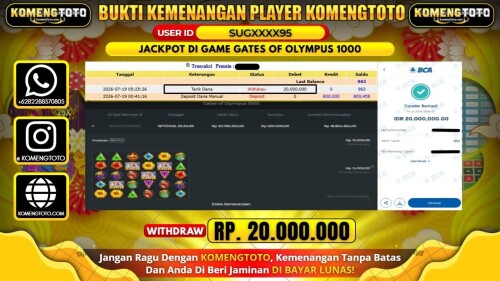 LAGI & LAGI!! KEMENANGAN BESAR DI SLOT GATES OF OLYMPUS 1000 SEBESAR Rp. 20.000.000 KOMENGTOTO BAYAR LUNAS SECEPAT KILAT !! KOMENGTOTO BAYAR SECEPAT KILAT !!