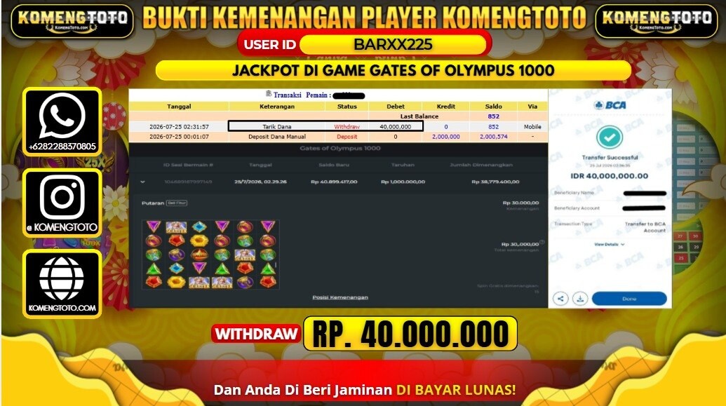 LAGI & LAGI!! KEMENANGAN BESAR DI SLOT GATES OF OLYMPUS 1000 SEBESAR Rp.40.000.000 KOMENGTOTO BAYAR LUNAS SECEPAT KILAT !! KOMENGTOTO BAYAR SECEPAT KILAT !!