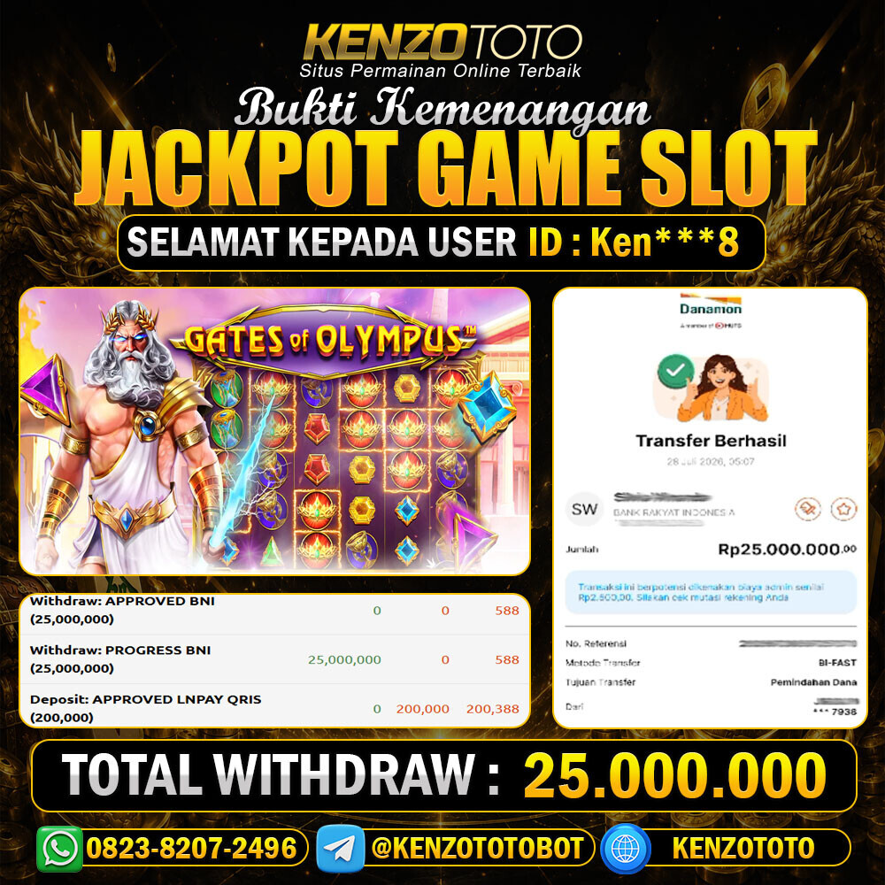 KENZOTOTO JACKPOT DI 𝐆𝐀𝐓𝐄 𝐎𝐋𝐘𝐌𝐏𝐔𝐒 𝐑𝐩.𝟐𝟓,𝟎𝟎𝟎,𝟎𝟎𝟎  LUNAS!!!!