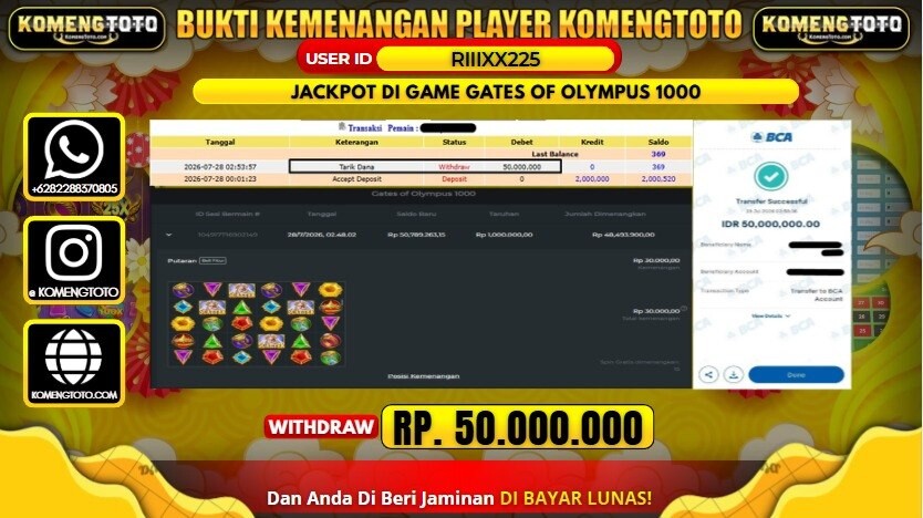 LAGI & LAGI!! KEMENANGAN BESAR DI SLOT GAME GATES OF OLYMPUS 1000 SEBESAR Rp.50.000.000 KOMENGTOTO BAYAR LUNAS SECEPAT KILAT !! KOMENGTOTO BAYAR SECEPAT KILAT !!