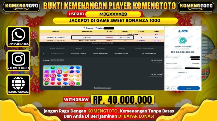 LAGI & LAGI!! KEMENANGAN BESAR DI SLOT SWEET BONANZA 1000   SEBESAR Rp.40.000.000 KOMENGTOTO BAYAR LUNAS SECEPAT KILAT !! KOMENGTOTO BAYAR SECEPAT KILAT !!