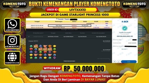 LAGI & LAGI!! KEMENANGAN BESAR DI SLOT STARLIGHT PRINCESS 1000   SEBESAR Rp.50.000.000 KOMENGTOTO BAYAR LUNAS SECEPAT KILAT !! KOMENGTOTO BAYAR SECEPAT KILAT !!
