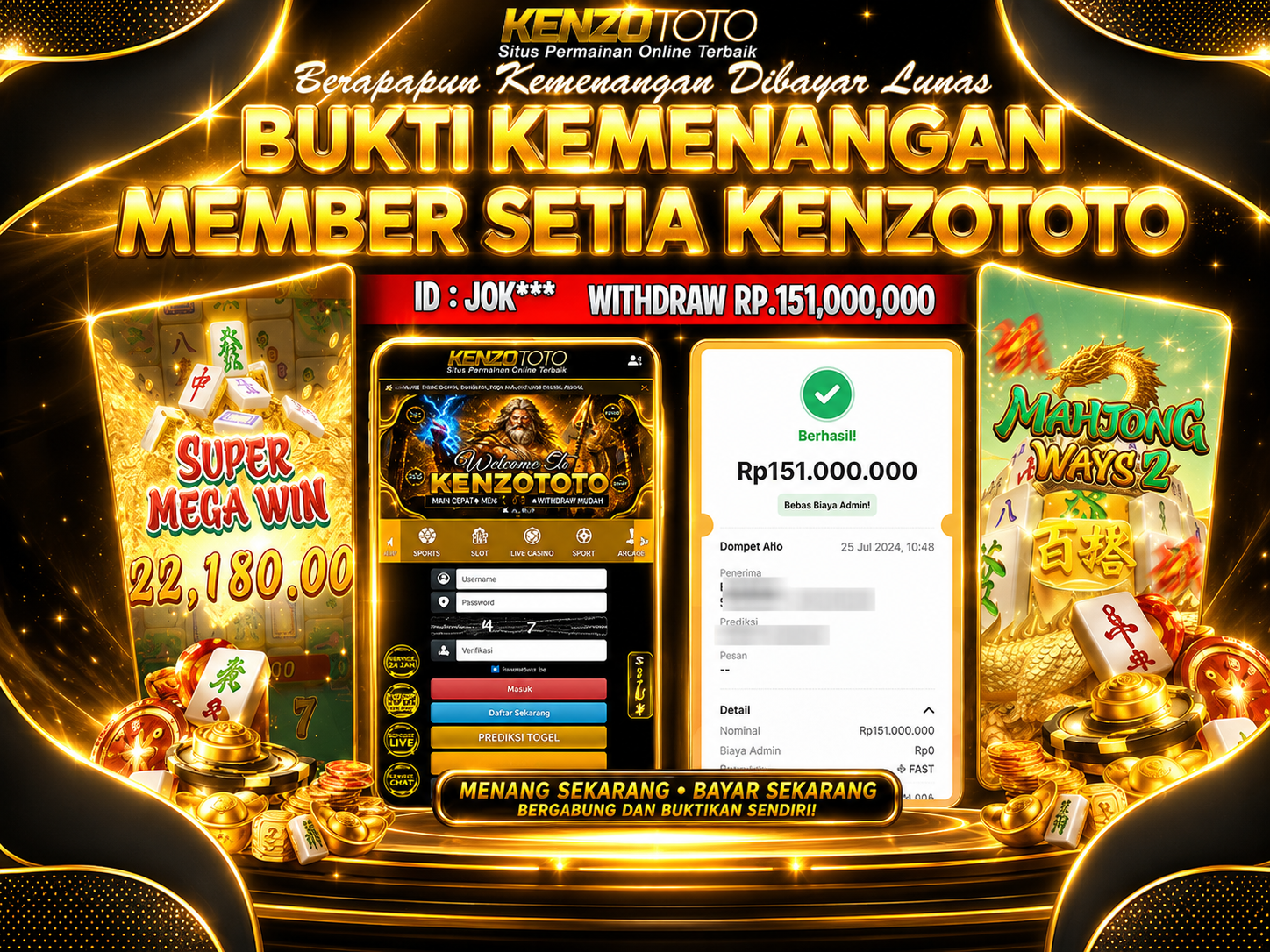 KENZOTOTO JACKPOT MAHJONG WAYS 2   Rp.151.000.000 LUNAS