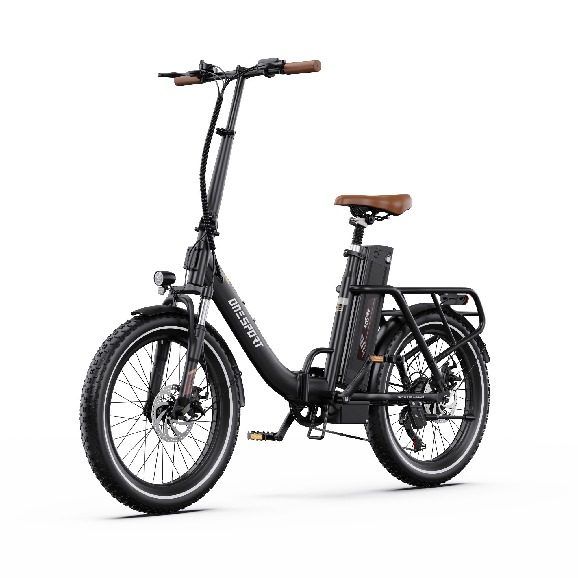 Onesport OT16-2 elcykel, räckvidd 120km, 20*3 tums däck, 250W motor, 17Ah batteri-svart