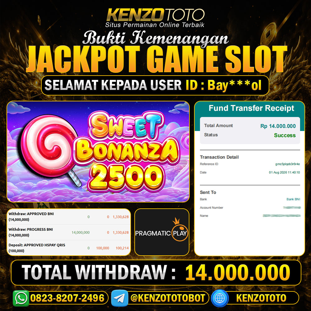 KENZOTOTO JACKPOT SWEET BONANZA 2500  Rp.14.000.000 LUNAS