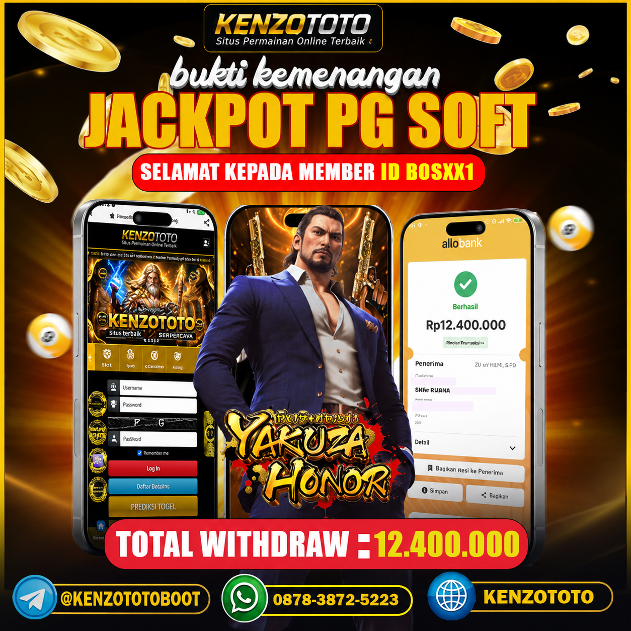 KENZOTOTO JACKPOT WILD YAKUZA HONOR  Rp.12,400,000 LUNAS