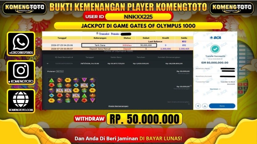 LAGI & LAGI!! KEMENANGAN BESAR DI SLOT GAME GATES OF OLYMPUS 1000 SEBESAR Rp.50.000.000 KOMENGTOTO BAYAR LUNAS SECEPAT KILAT !! KOMENGTOTO BAYAR SECEPAT KILAT !!