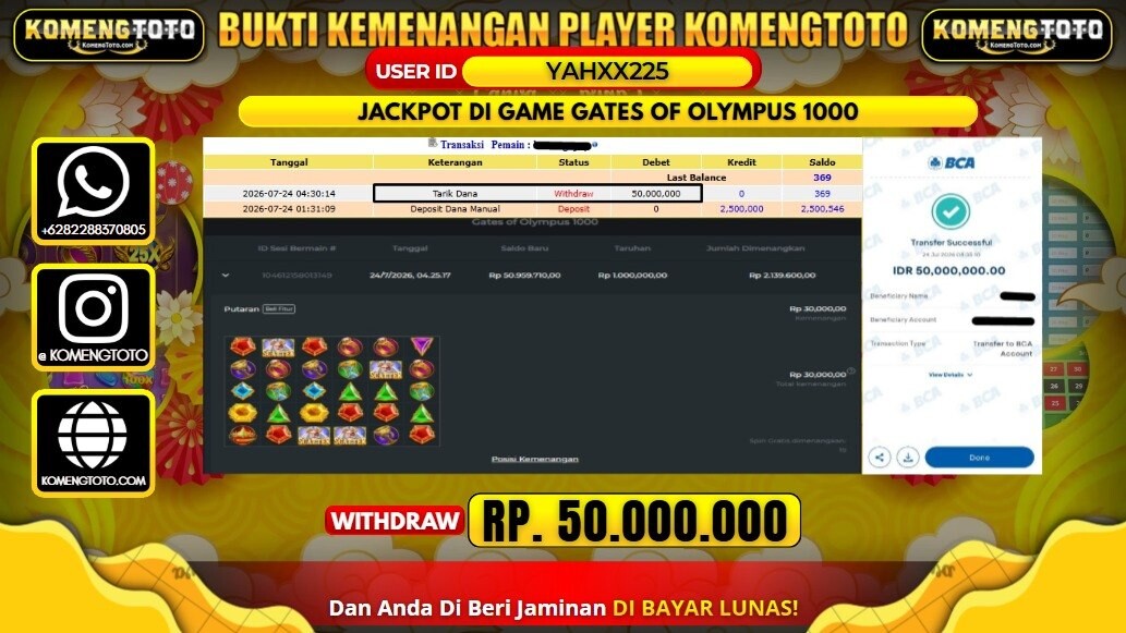 LAGI & LAGI!! KEMENANGAN BESAR DI SLOT GATES OF OLYMPUS 1000 SEBESAR Rp. 50.000.000 KOMENGTOTO BAYAR LUNAS SECEPAT KILAT !! KOMENGTOTO BAYAR SECEPAT KILAT !!