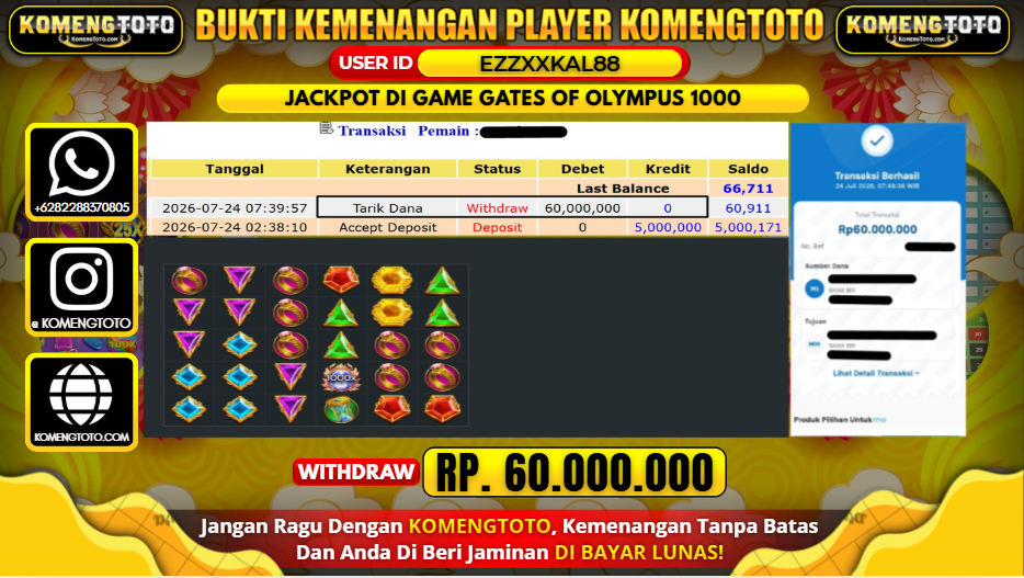 LAGI & LAGI!! KEMENANGAN BESAR DI SLOT GATES OF OLYMPUS 1000 SEBESAR Rp.60.000.000 KOMENGTOTO BAYAR LUNAS SECEPAT KILAT !! KOMENGTOTO BAYAR SECEPAT KILAT !!