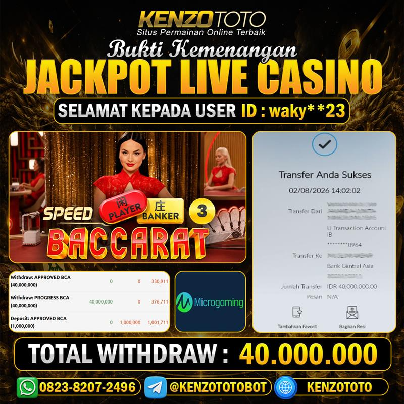 KENZOTOTO JACKPOT LIVE CASINO  Rp.40.000.000 LUNAS