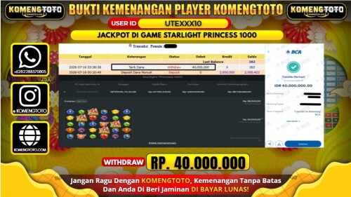 LAGI & LAGI!! KEMENANGAN BESAR DI SLOT STARLIGHT PRINCESS 1000 SEBESAR Rp.40.000.000 KOMENGTOTO BAYAR LUNAS SECEPAT KILAT !! KOMENGTOTO BAYAR SECEPAT KILAT !!