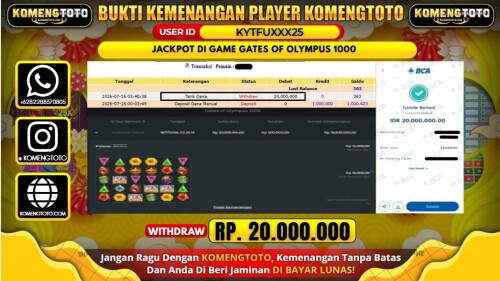 LAGI & LAGI!! KEMENANGAN BESAR DI SLOT GATES OF OLYMPUS 1000 SEBESAR Rp. 20.000.000 KOMENGTOTO BAYAR LUNAS SECEPAT KILAT !! KOMENGTOTO BAYAR SECEPAT KILAT !!