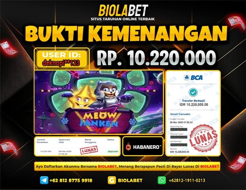 BIOLABET JACKPOT Habanero Rp.10.220.000.,- LUNAS