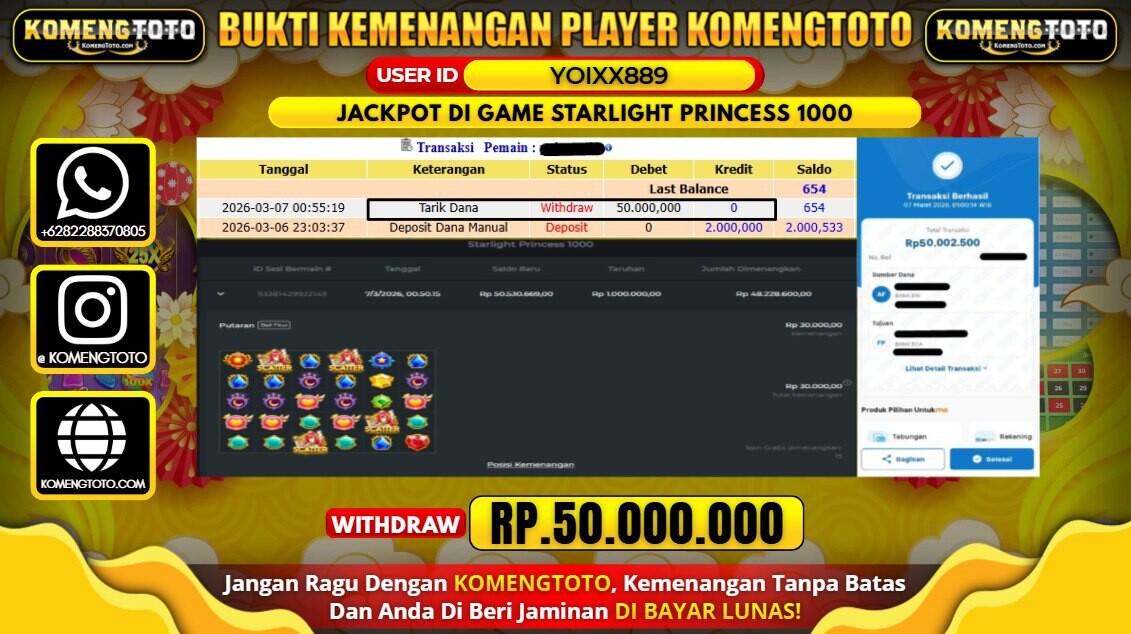 LAGI & LAGI!! KEMENANGAN BESAR DI SLOT STARLIGHT PRINCESS 1000 SEBESAR Rp. 50.000.000 KOMENGTOTO BAYAR LUNAS SECEPAT KILAT !! KOMENGTOTO BAYAR SECEPAT KILAT !!
