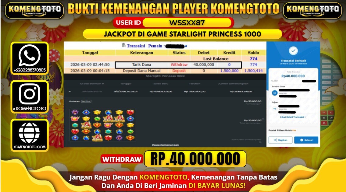 LAGI & LAGI!! KEMENANGAN BESAR DI SLOT STARLIGHT PRINCESS 1000 SEBESAR Rp. 40.000.000 KOMENGTOTO BAYAR LUNAS SECEPAT KILAT !! KOMENGTOTO BAYAR SECEPAT KILAT !!
