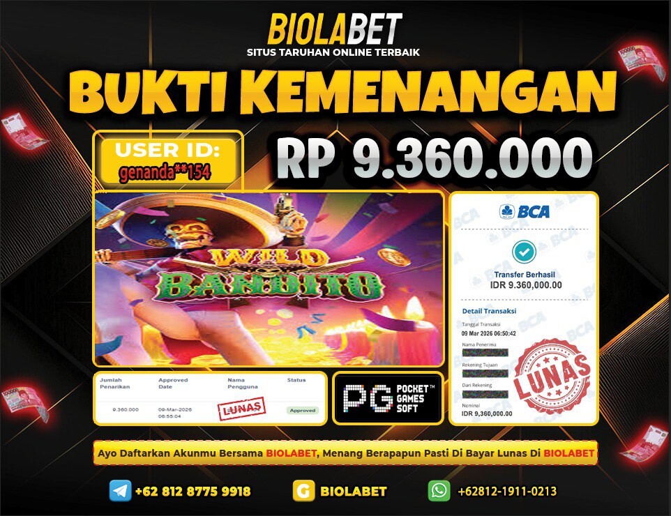 BIOLABET JACKPOT PG Soft Rp.9.360.000.,- LUNAS