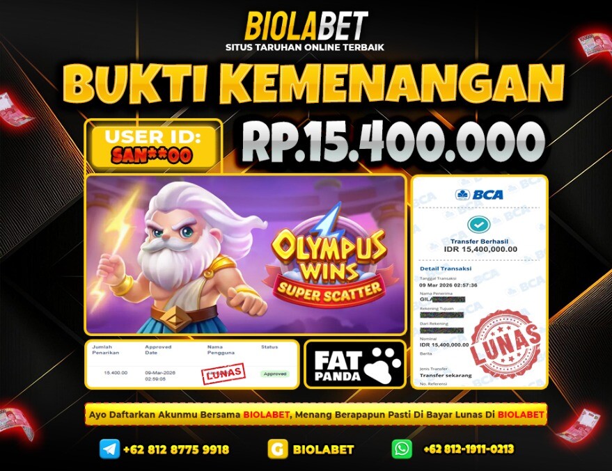 BIOLABET JACKPOT Fat Panda Rp.15.400.000.,- LUNAS