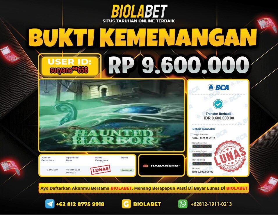 BIOLABET JACKPOT Habanero Rp.9.600.000.,- LUNAS