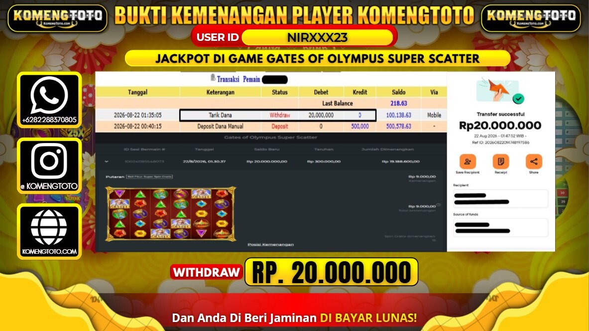 LAGI & LAGI!! KEMENANGAN BESAR DI SLOT GATES OF OLYMPUS SUPER SCATTER SEBESAR Rp. 20.000.000 KOMENGTOTO BAYAR LUNAS SECEPAT KILAT !! KOMENGTOTO BAYAR SECEPAT KILAT !!